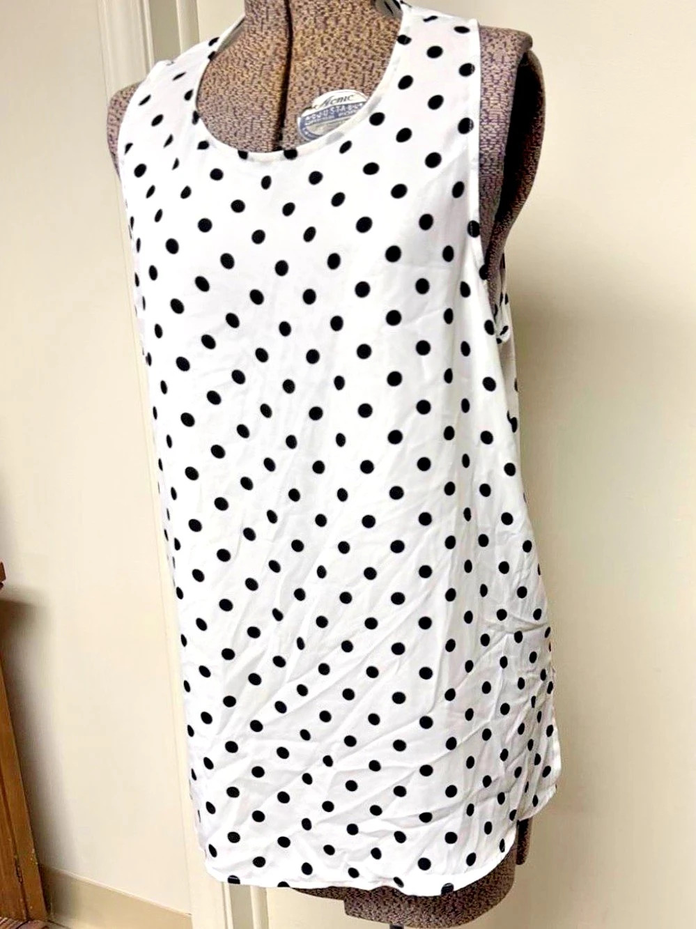 Who What Wear Polka Dot Tank Top in White & Black Size XXL Like New
